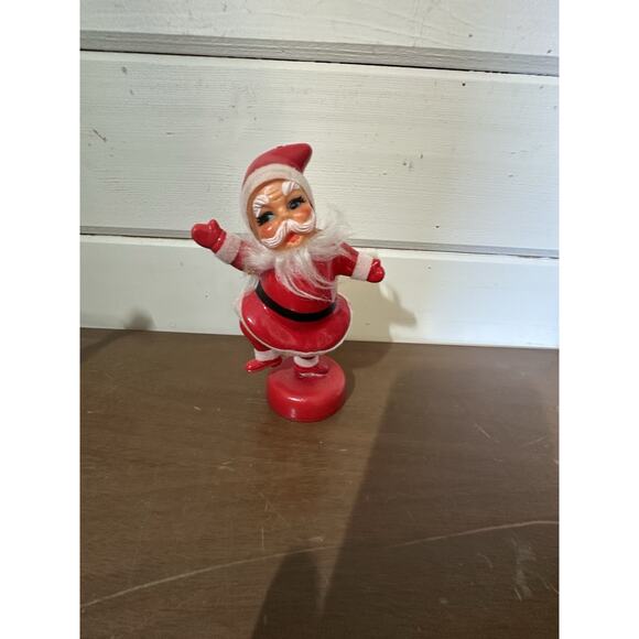 Vintage Plastic 6” Dancing One Legged Santa Christmas Decor Ornament Red - Picture 3 of 8